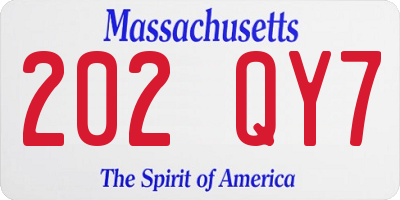 MA license plate 202QY7