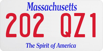 MA license plate 202QZ1