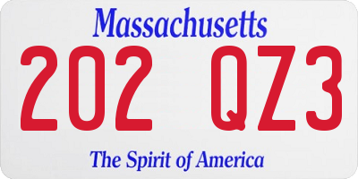 MA license plate 202QZ3