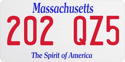 MA license plate 202QZ5