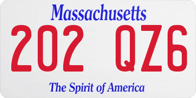 MA license plate 202QZ6