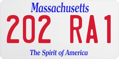 MA license plate 202RA1
