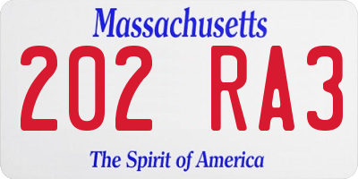 MA license plate 202RA3