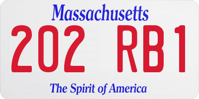 MA license plate 202RB1