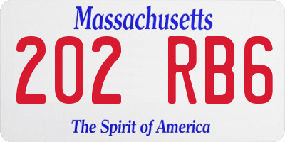MA license plate 202RB6