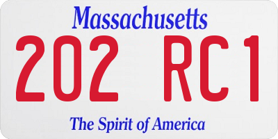 MA license plate 202RC1