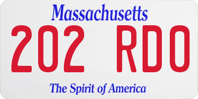 MA license plate 202RD0