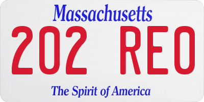 MA license plate 202RE0