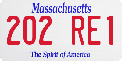 MA license plate 202RE1