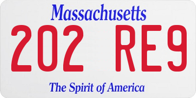 MA license plate 202RE9