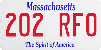 MA license plate 202RF0