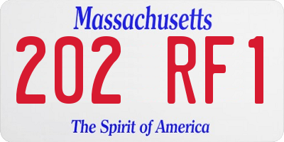 MA license plate 202RF1