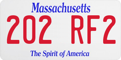 MA license plate 202RF2