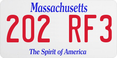 MA license plate 202RF3