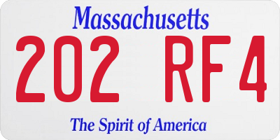 MA license plate 202RF4