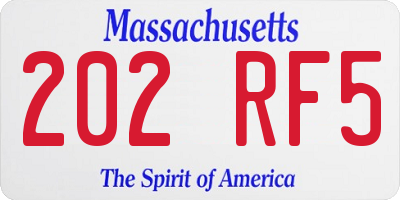 MA license plate 202RF5