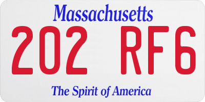 MA license plate 202RF6