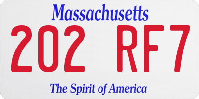 MA license plate 202RF7