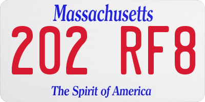 MA license plate 202RF8