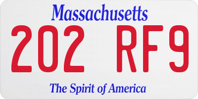 MA license plate 202RF9