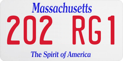 MA license plate 202RG1