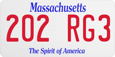 MA license plate 202RG3