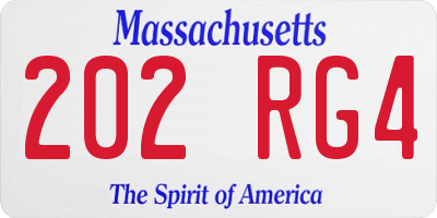 MA license plate 202RG4