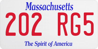 MA license plate 202RG5