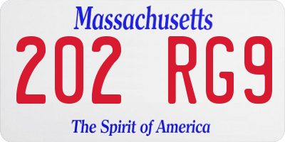 MA license plate 202RG9