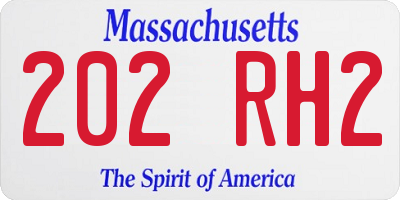 MA license plate 202RH2
