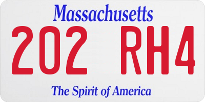 MA license plate 202RH4