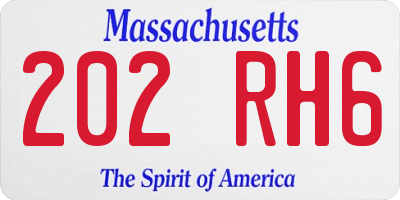 MA license plate 202RH6