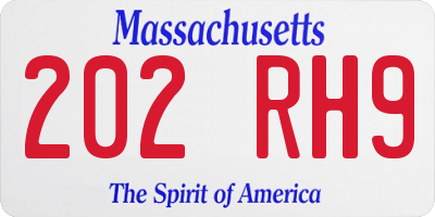 MA license plate 202RH9