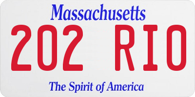 MA license plate 202RI0