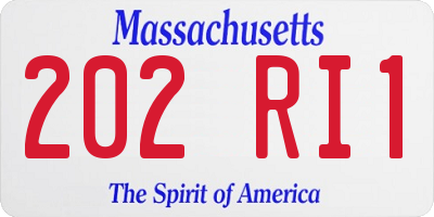 MA license plate 202RI1