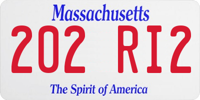 MA license plate 202RI2