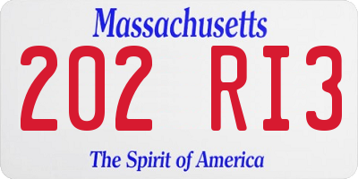 MA license plate 202RI3