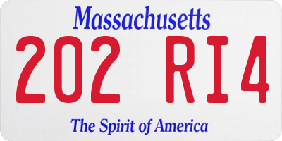 MA license plate 202RI4