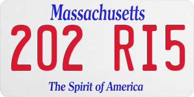 MA license plate 202RI5