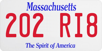 MA license plate 202RI8