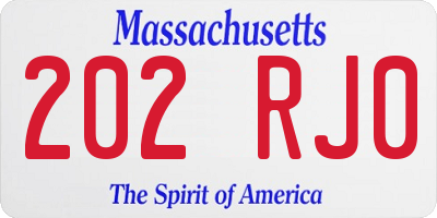 MA license plate 202RJ0