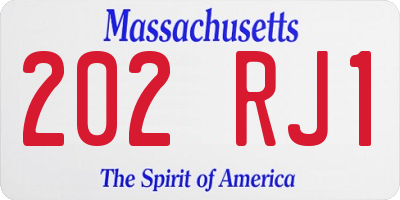 MA license plate 202RJ1