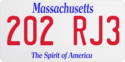 MA license plate 202RJ3