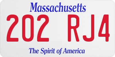 MA license plate 202RJ4