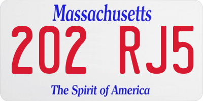 MA license plate 202RJ5