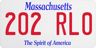 MA license plate 202RL0