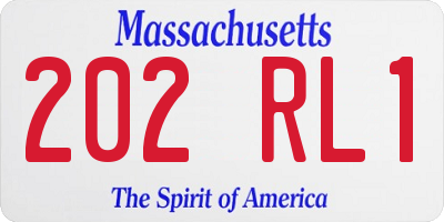 MA license plate 202RL1