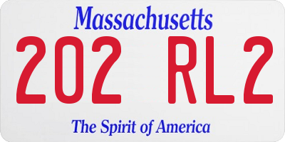 MA license plate 202RL2