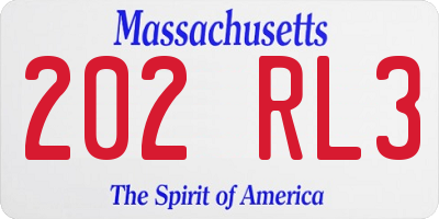 MA license plate 202RL3