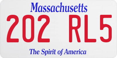 MA license plate 202RL5